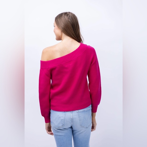 Milly Off the Shoulder Sweater in Fuchsia - Size S - Picture 3 of 3